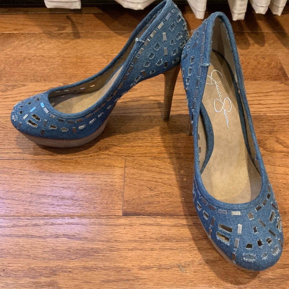 Denim heels